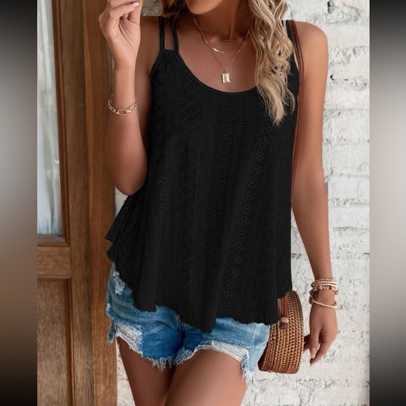 Boho eyelet embroidery casual cami top - Picture 11 of 16